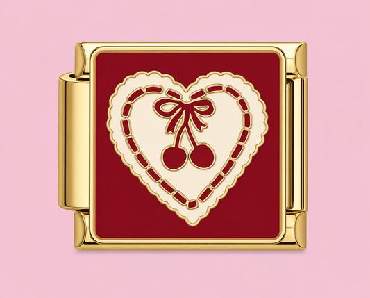Gold Cherry Heart Charm