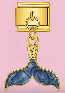 Gold Blue Mermaid Tail Pendant Charm