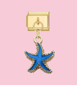 Gold Blue Starfish Pendant Charm