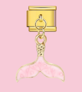Gold Pink Mermaid Tail Pendant Charm