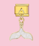Gold White Mermaid Tail Pendant Charm