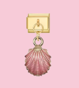 Gold Pink Shell Pendant Charm