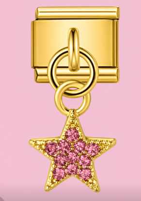 Gold Pendant Pink Star Charm