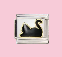 Silver Black Cat Silhouette Charm