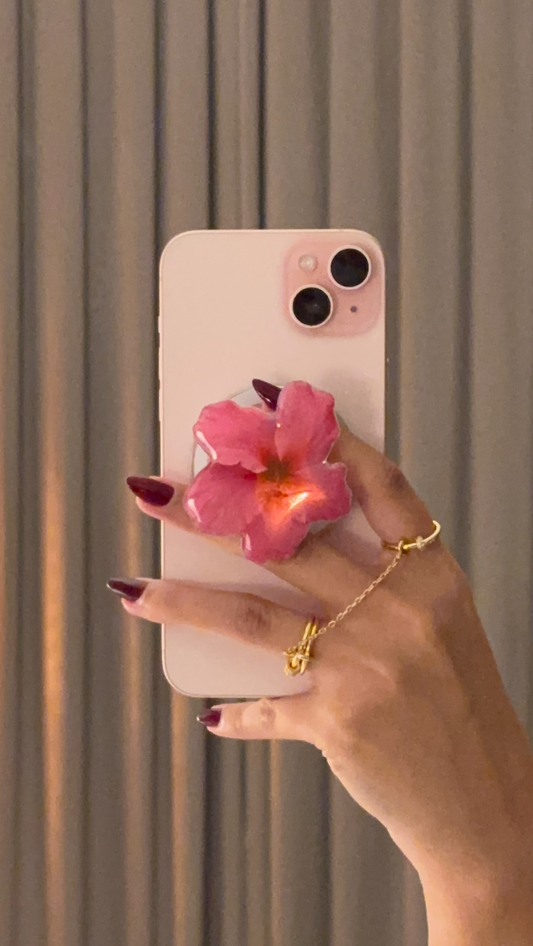 Pink bloom phone grip
