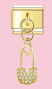 Gold Crystal Padlock Pendant Charm