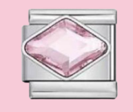 Silver Pink Crystal Diamond Charm