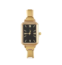 Vintage Gold Black Square Watch