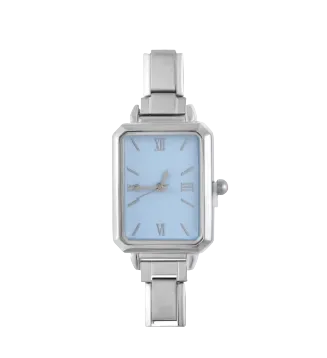 Silver Square Blue Watch