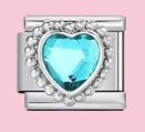 Silver Blue Heart Gem Charm