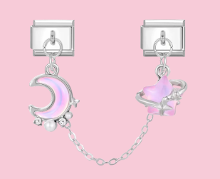 Silver Moon Star Chain Charm