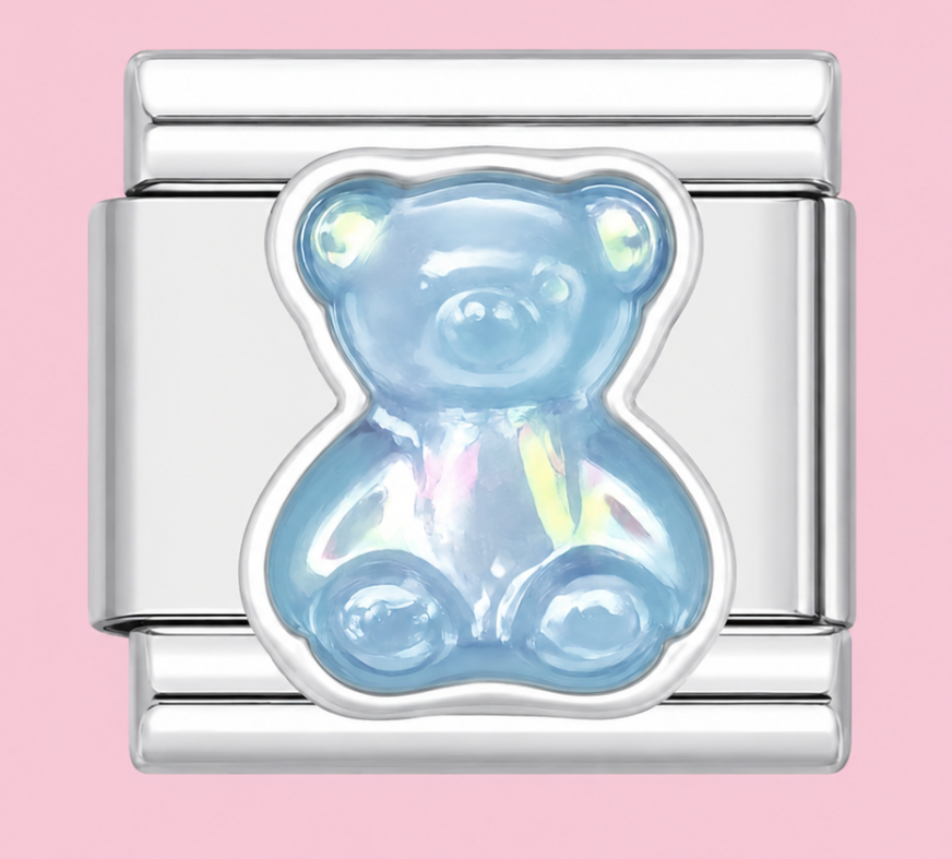 Silver Blue Gummy Bear Charm