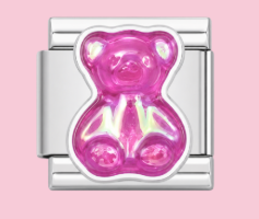 Silver Pink Gummy Bear Charm