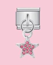 Silver Pink Crystal Star Mini Pendant