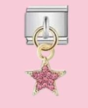 Silver Pink Crystal Star Pendant
