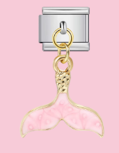 Silver Pink Mermaid Tail Pendant