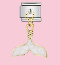 Silver White Mermaid Tail Pendant