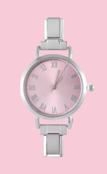 Circular Pink Silver Watch